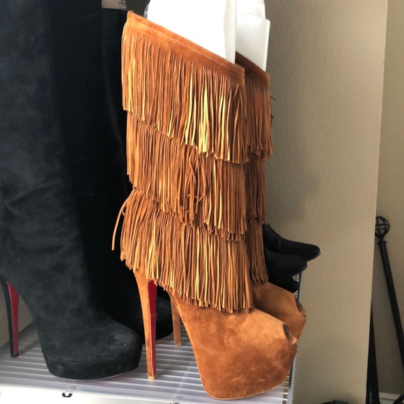 louboutin fringe boots